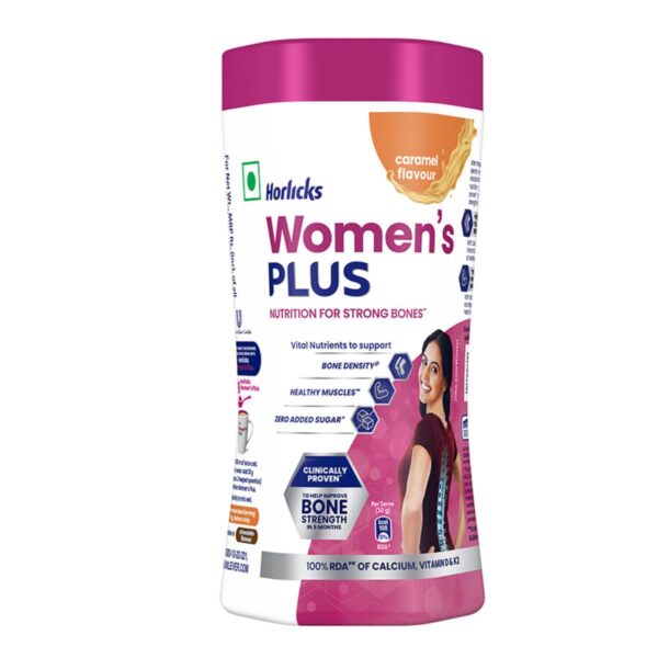 Horlicks Women's Plus Caramel Nutrition Drink 400 g Jar, Nutrition for strong Bones with 100% daily Calcium & Vitamin D - No Added Sugar