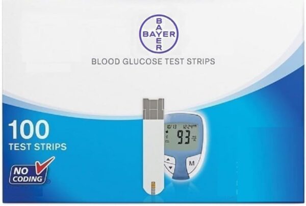 Strips compatible for Bayer Glucose Monitors, 100 Ct