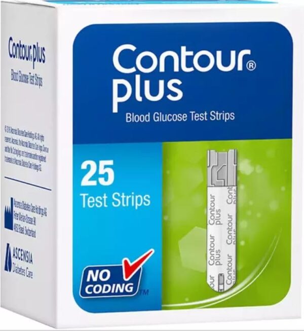 Contour Plus Blood Glucose Test Strip (25 Strips) | Contour Plus Glucometer 25 Test Strips Pack