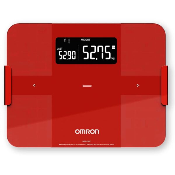 Omron Hbf 255T Digital Full Body Composition Monitor With 4 User & Guest Mode Feature To Monitor Bmi, Vesceral Fat Level, Body Fat & Skeletal Muscle Percentage - Red